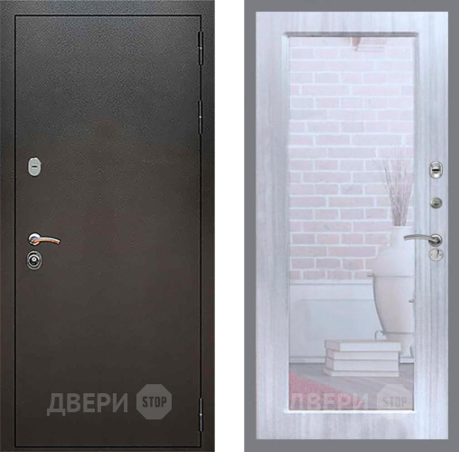 Входная металлическая Дверь Рекс (REX) 5 Серебро Антик Зеркало Пастораль Сандал белый в Коломне