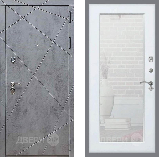 Дверь Рекс (REX) 13 Бетон Темный Зеркало Пастораль Силк Сноу в Коломне