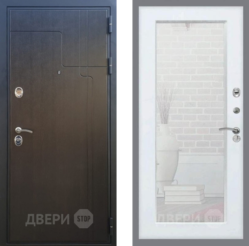 Входная металлическая Дверь Рекс (REX) Премиум-246 Зеркало Пастораль Белый ясень в Коломне
