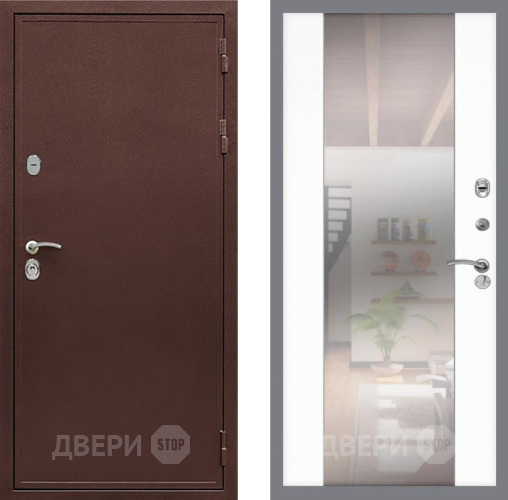 Дверь Рекс (REX) 5 металл 3 мм СБ-16 Зеркало Силк Сноу в Коломне