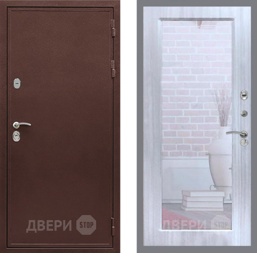 Входная металлическая Дверь Рекс (REX) 5 металл 3 мм Зеркало Пастораль Сандал белый в Коломне